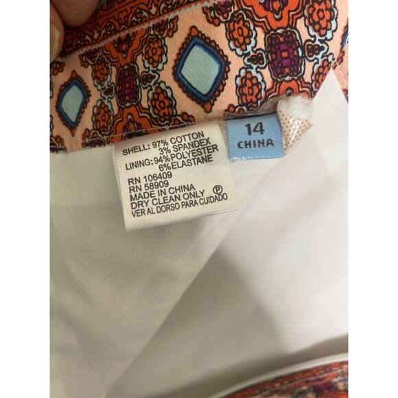 Antonio Melani Pencil Skirt Womens Size 14 Paisley‎ Cotton Blend Lined Boho - Picture 4 of 11